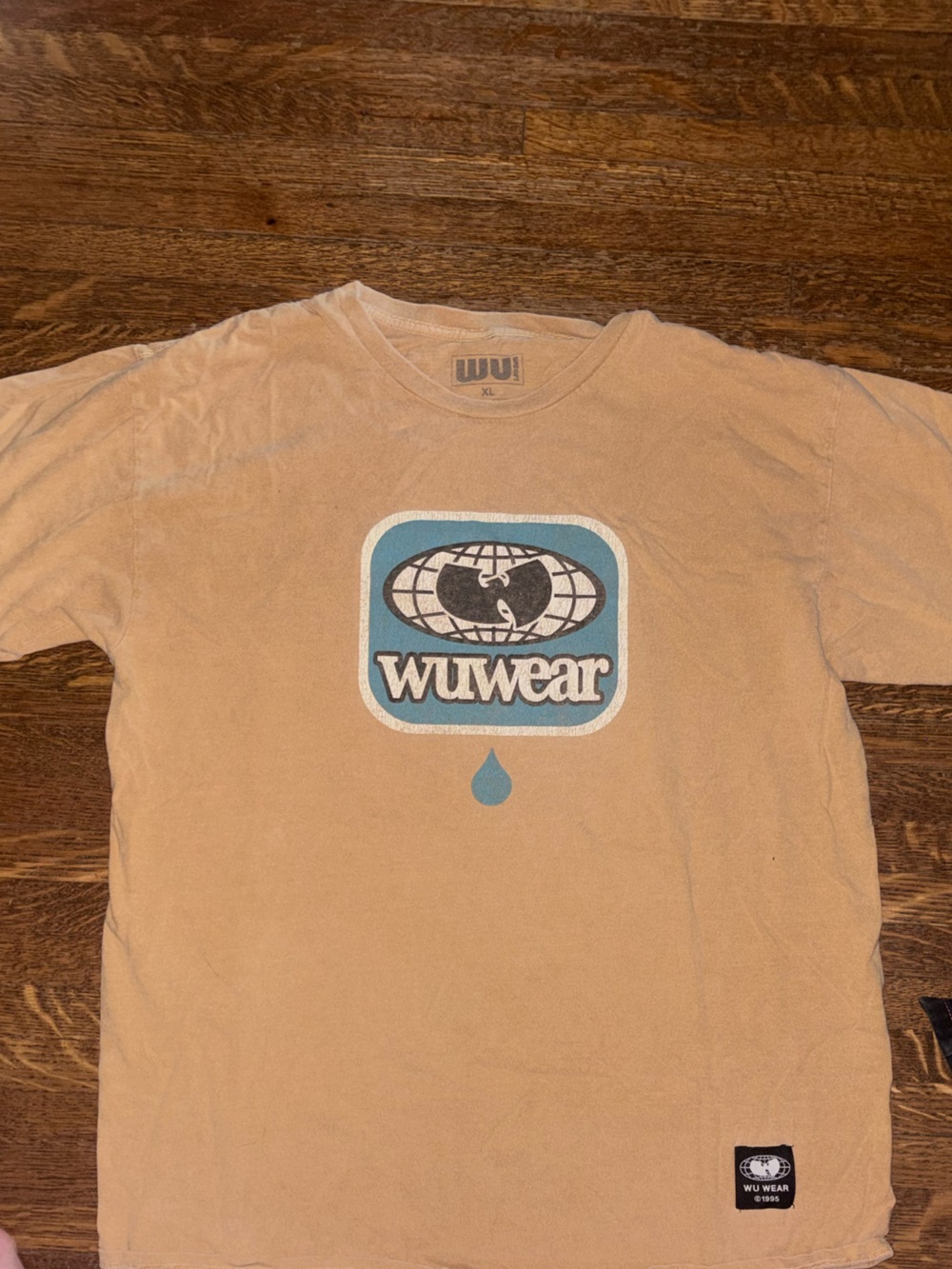 WUWEAR, WUTANG. Logo Graphic Tee in Tan with Blue Accent